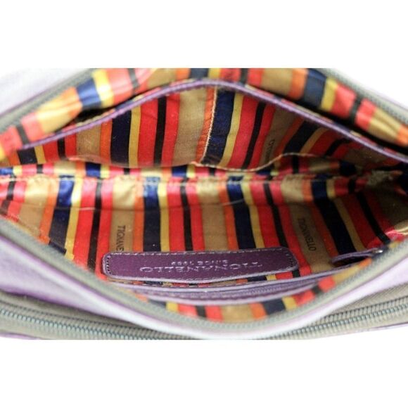 Tignanello PURPLE GENUINE LEATHER FLAP CROSSBODY ORGANIZER SHOULDER BAG HANDBAG - Picture 9 of 16